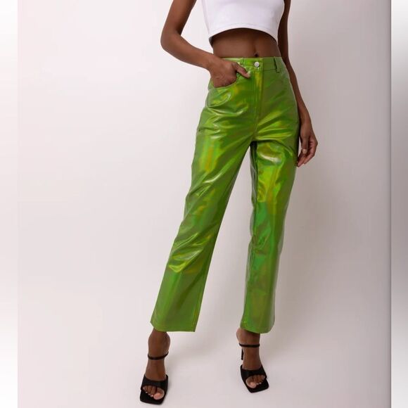 AMYLYNN Lupe Green Metallic Trousers Size Medium - Picture 1 of 11
